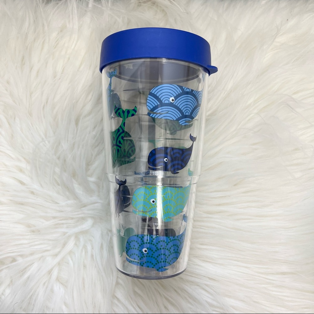 24oz Tervis Whale Pattern with Straw Lid | used good condition